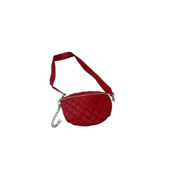 Steve Madden Faux Leather Quilted Red Belt Bag Travel Concert - Picture 1 of 7
